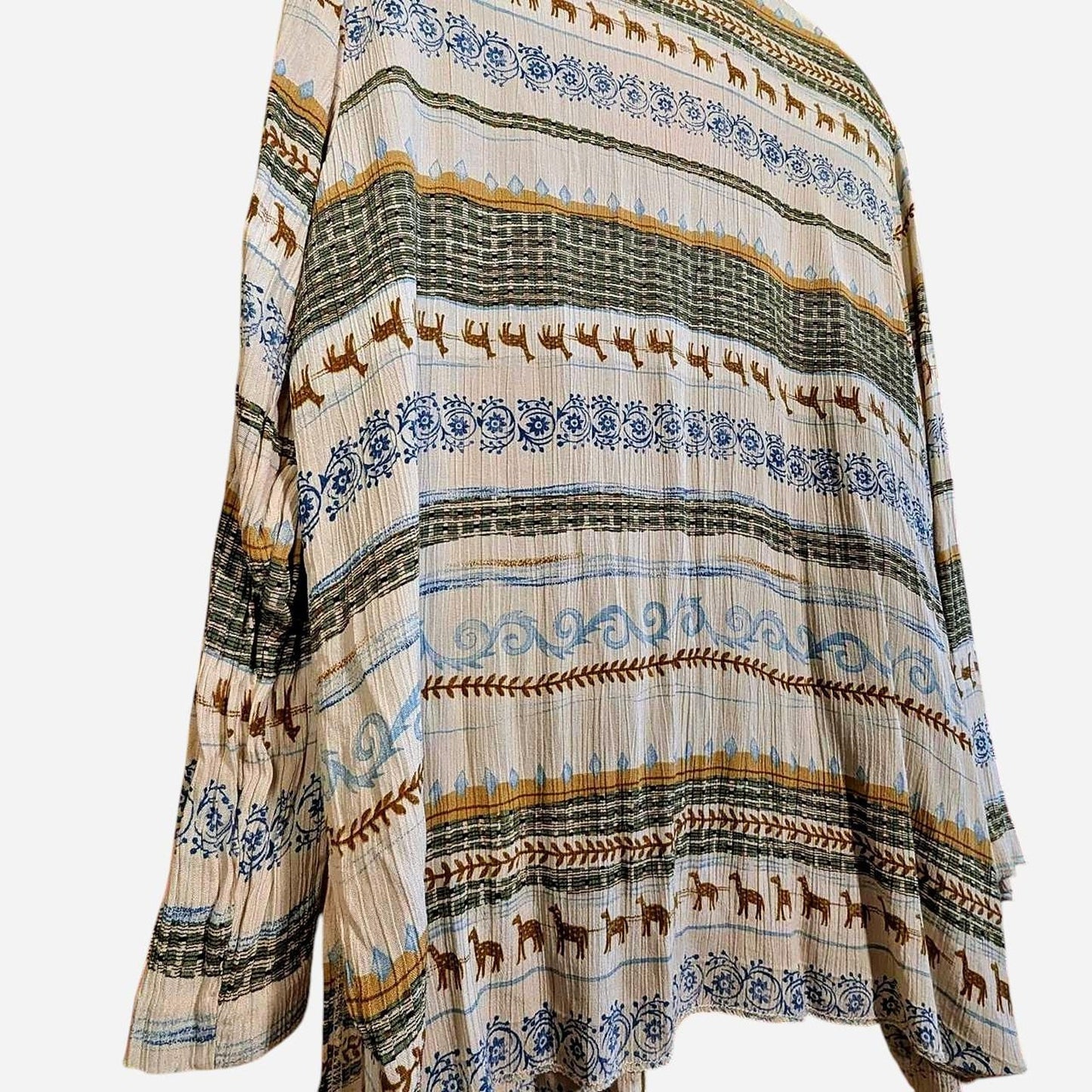 Alfred Dunner Cream & Blue Boho Safari Cardigan