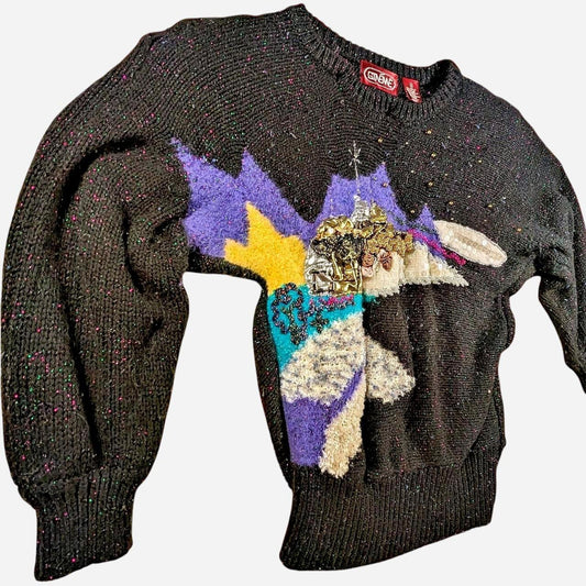 80s Glam Fancy Granny-Core Sweater