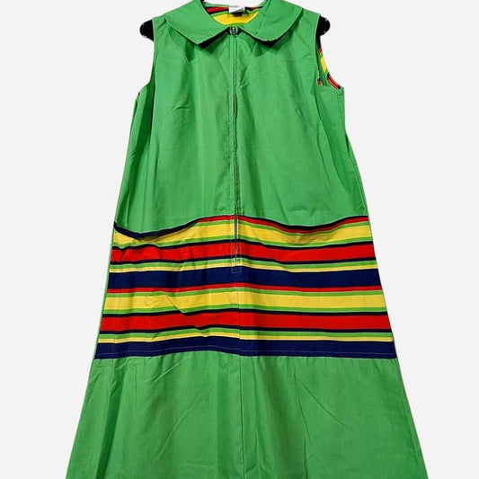 Groovy Peter Pan Collared Vintage Green Midi House Dress