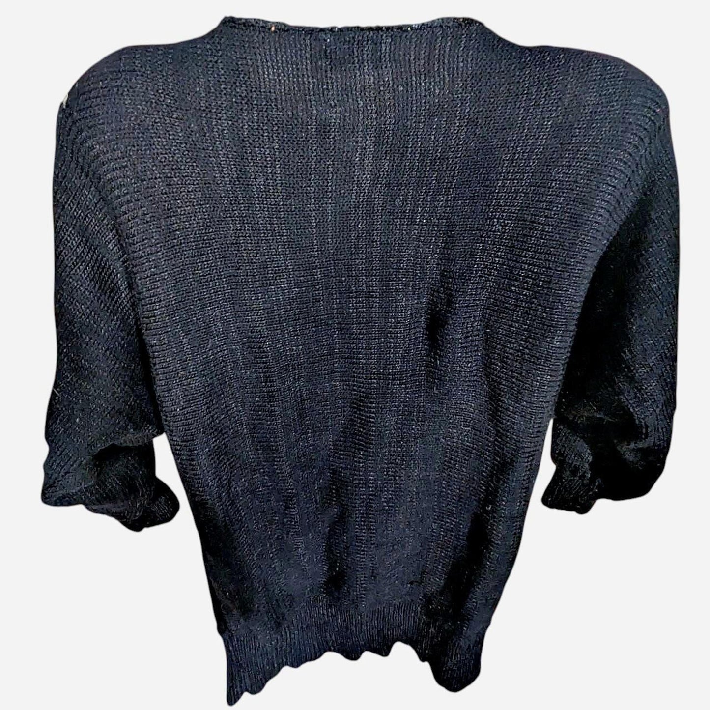 Raging 80s Black Camel Suede Rhinestone Embellishments Knitted Sweater