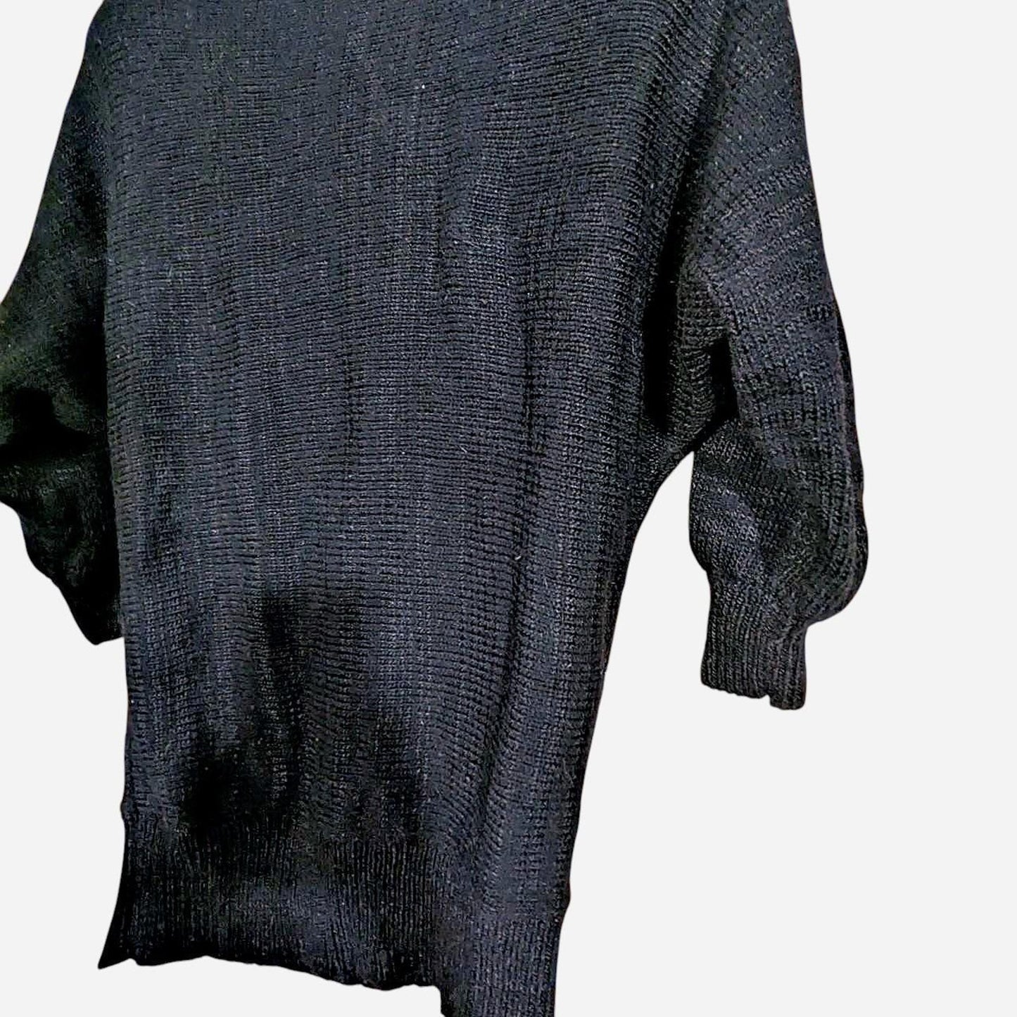 Raging 80s Black Camel Suede Rhinestone Embellishments Knitted Sweater