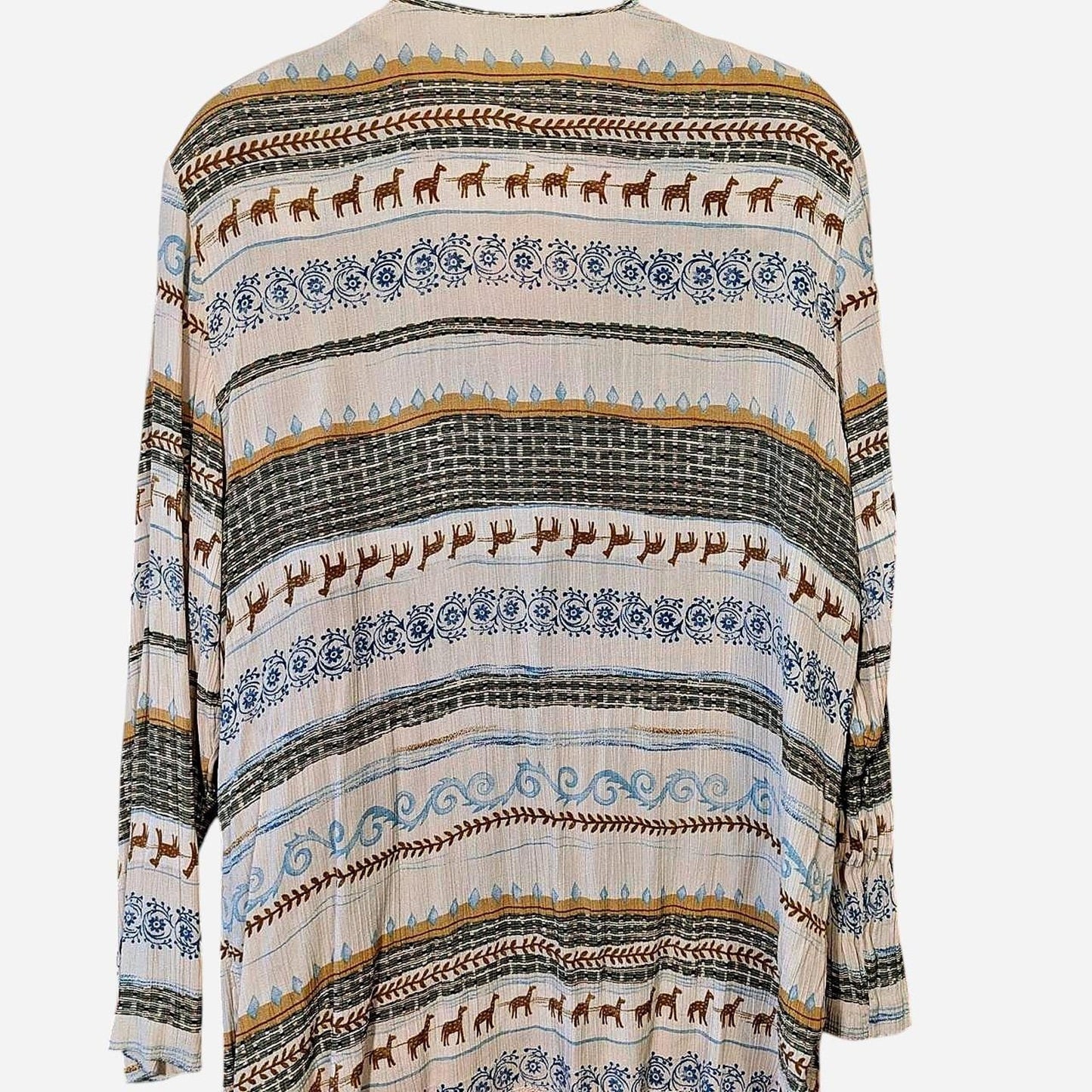 Alfred Dunner Cream & Blue Boho Safari Cardigan